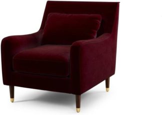 An Image of Content by Terence Conran Oksana Armchair, Plush Burgundy Velvet with Dark Wood Brass Leg