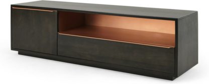 bcbf1fcd3170ce1ca006b3b97e5cfd82a288ee8dc816096aa03489746141cfa2.jpg An Image of Anderson TV Stand, Mocha Mango Wood & Copper