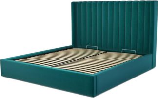 An Image of Custom MADE Cory Super King size Bed with Ottoman, Tuscan Teal Velvet