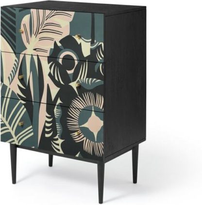 An Image of Luxari Chest of Drawers, Printed and Black Stain Mango Wood