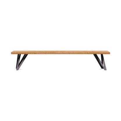 c04bd60d05e9966b6cf01c9d5f315c87a7a279703e1b9e959b7d02ce68f4031d.jpg An Image of Heal's Vienna Bench 160x35cm Blonde Oiled Oak Natural Edge Filled