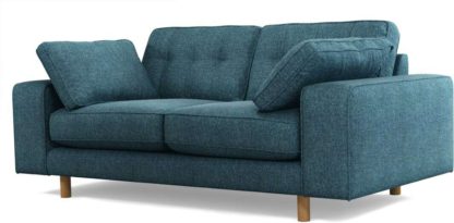An Image of Content by Terence Conran Tobias, 2 Seater Sofa, Textured Weave Aegean Blue, Light Wood Leg