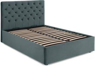 An Image of Skye Double Ottoman Storage Bed, Marine Green Velvet