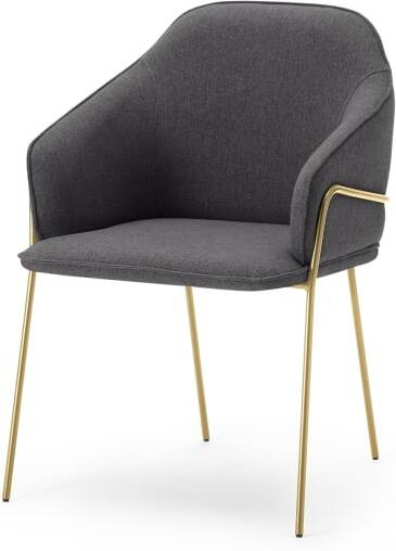 An Image of Stanley Carver Dining Chair, Nimbus Grey & Brass
