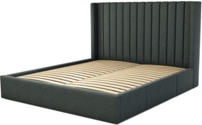 An Image of Custom MADE Cory Super King size Bed with Drawers, Etna Grey Wool