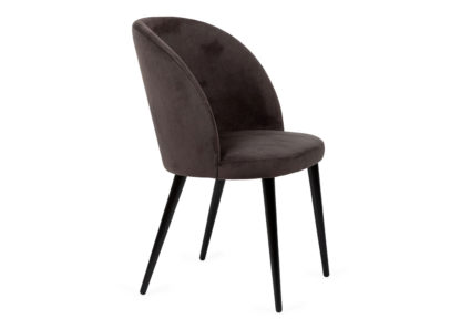 An Image of Heal's Austen Dining Chair Plush Velvet Burgundy Black Leg