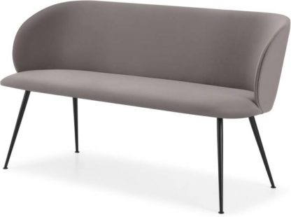 An Image of Adeline Dining Bench, Latte Velvet & Black