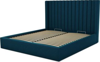 An Image of Custom MADE Cory Super King size Bed with Ottoman, Navy Wool