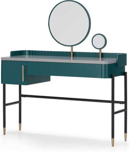 An Image of Lali Dressing Table, Teal & Brass