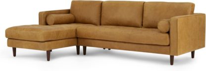 An Image of Scott 4 Seater Left Hand Facing Chaise End Corner Sofa, Charm Tan Premium Leather