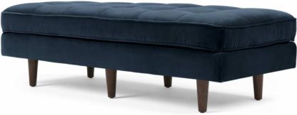 An Image of Scott Ottoman Bench, Navy Cotton Velvet