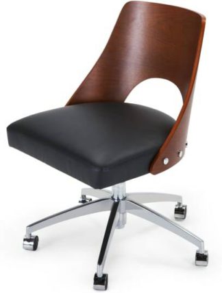 An Image of Hailey Swivel Office Chair, Walnut and Black