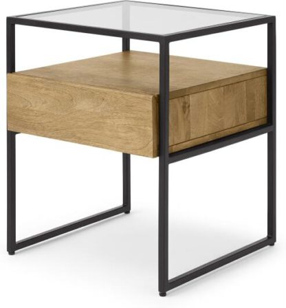 An Image of Kilby Bedside Table, Light Mango Wood & Black