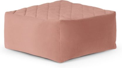 An Image of Loa Quilted Floor Cushion, Blush Pink Velvet
