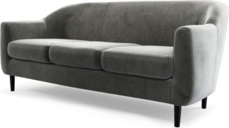 An Image of Custom MADE Tubby 3 Seater Sofa, Steel Grey Velvet with Black Wood Leg