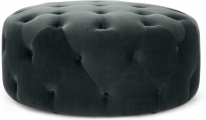 c9e535a6b3fcbe90b3a061afeb9f828d402e9e483d92e22e690f2a82f7c95bc3.jpg An Image of Hampton Large Round Pouffe, Velvet Midnight Grey