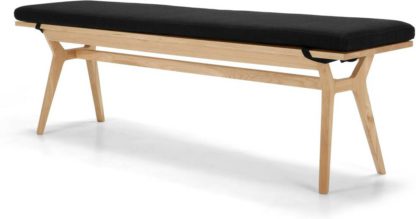 An Image of Jenson Bench, Solid Oak and Dark Grey
