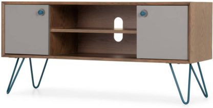 An Image of Dotty Wide TV Stand, Dark Stain Oak and Grey