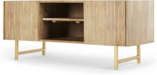 An Image of Aphra TV Stand, Light Mango Wood and Brass Inlay