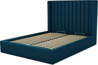 An Image of Custom MADE Cory King size Bed with Ottoman, Navy Wool