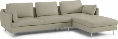 An Image of Vento 3 Seater Right Hand Facing Chaise End Sofa, Pale Putty Leather