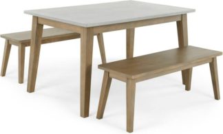 An Image of Fawn Dining Table and Bench Set, Zinc and Mango wood