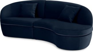 An Image of Reisa Right Hand Facing Chaise End Sofa, Ink Blue Velvet