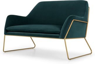 An Image of Frame Loveseat, Petrol Cotton Velvet with Bright Gold Frame