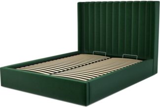 An Image of Custom MADE Cory King size Bed with Ottoman, Bottle Green Velvet