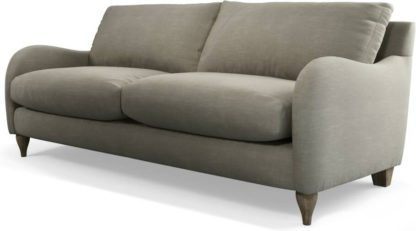 An Image of Custom MADE Sofia 3 Seater Sofa, Athena Putty with Light Wood Leg