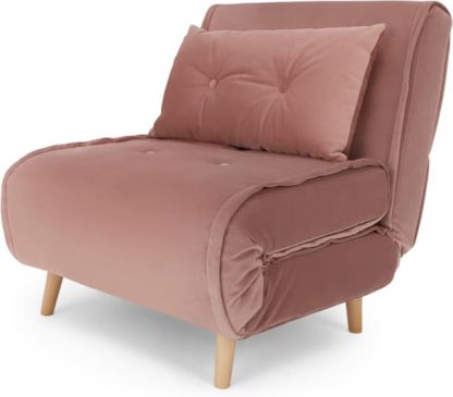 An Image of Haru Single Sofa Bed, Velvet Vintage Pink