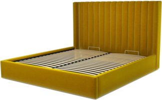 An Image of Custom MADE Cory Super King size Bed with Ottoman, Saffron Yellow Velvet