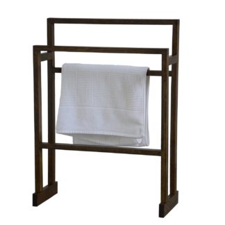 An Image of Wireworks Free Standing Towel Rail Dark Oak Medium