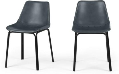 An Image of Lodi Set of 2 Dining Chairs, Grey and Black