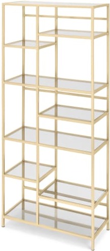 An Image of Connelly Shelving Unit, Brass & Smoked Glass