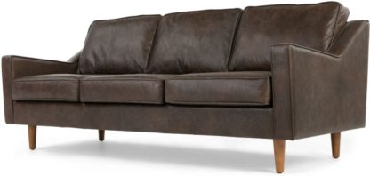 An Image of Dallas 3 Seater Sofa, Oxford Brown Premium Leather