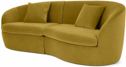 An Image of Reisa 3 Seater Sofa, Vintage Gold Velvet