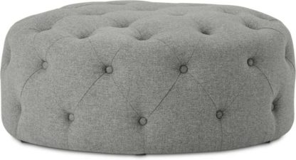 An Image of Hampton Large Round Pouffe, Mountain Grey