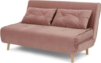 An Image of Haru Large Double Sofa Bed, Vintage Pink Velvet
