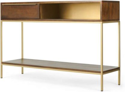 An Image of Anderson Console Table, Mango Wood & Brass