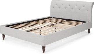 An Image of Linnell King Size Bed, Snow Grey Weave & Walnut Legs