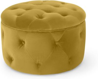 An Image of Hampton Small Round Storage Pouffe, Vintage Gold Velvet