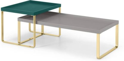 An Image of Lenny Painted Nesting Coffee Table, Green & Grey