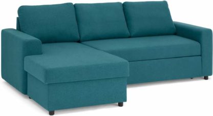 An Image of Aidian Corner Storage Sofa Bed, Mineral Blue