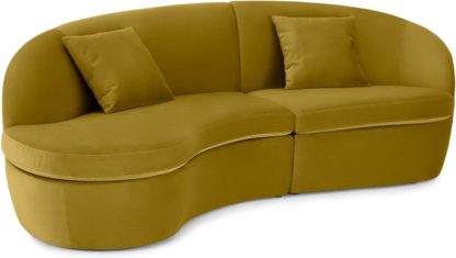 An Image of Reisa Left Hand Facing Chaise End Sofa, Vintage Gold Velvet