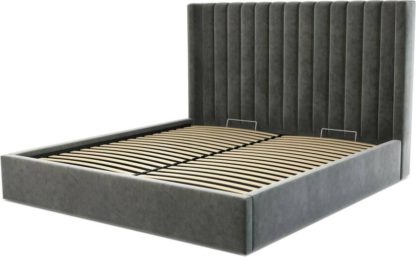 An Image of Custom MADE Cory Super King size Bed with Ottoman, Steel Grey Velvet