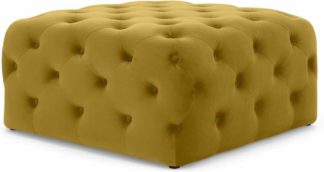 An Image of Hampton Square Pouffe, Vintage Gold Velvet