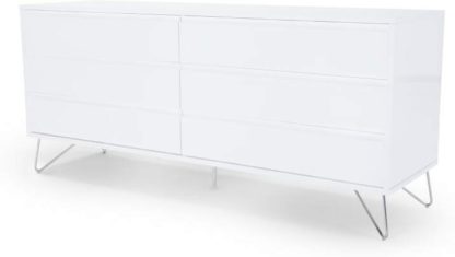 An Image of Elona Wide Chest of Drawers, White Gloss & Chrome