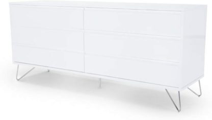 e3dac428a8e87582b334c5a2ddf16200e15ee347d9fe5c47c4d3784552193746.jpg An Image of Elona Wide Chest of Drawers, White Gloss & Chrome