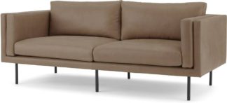An Image of Savio Large 2 Seater Sofa, Chalk Mink Leather